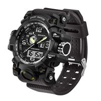 Men's Military Watch, Dual-Display Waterproof Sports Digital Watch Big Wrist for Men with Alarm (Black)