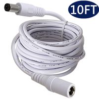5.5mm x 2.1mm Extension Cable DC 10 Foot, 12v Power Supply Adapter for CCTV Security Camera Surveillance Indoor Wireless IP Camera Dvr Standalone LED Strip, Car, 12 Volt Male to Female Plug Cord White