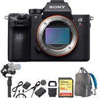 Sony a7R III Full-Frame Mirrorless Interchangeable Lens 42.4MP Camera Body (ILCE7RM3/B) Bundle with DJI Ronin-S Essentials Kit Gimbal Stabilizer, 64GB Memory Card & Deco Gear Backpack