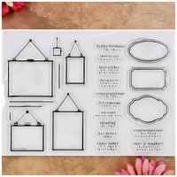 Kwan Crafts Message Board Frame Word happy birthday Thank you Congratulations Wedding day Clear Stamps for Card Making Decoration and DIY Scrapbooking