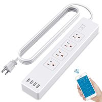 WiFi Smart Power Strip Surge Protector with 4 Smart Plugs and 4 USB Ports and 5.9ft Long Extension Power Cord, Work with Alexa & Google Assistant
