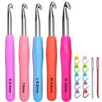 Size 6.5mm 7.0mm 8.0mm 9.0mm 10.0mm Crochet Hooks Set Ergonomic Grip Soft Handles Aluminum Crochet Hook Size K L M N/P in Case