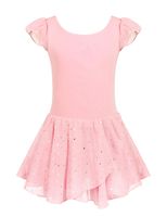 Arshiner Girls Ruffle Sleeve Ballet Dance Dress Tutu Skirted Leotard, 8-9 Years, Ballet Pink