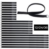 VIGAER Fastening Cable Straps (12" 24" 36"), 20 pcs Adjustable Nylon Securing Straps, Reusable Hook and Loop Cinch Cable Ties Down with Metal Buckle