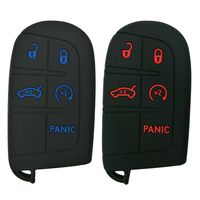2Pcs Coolbestda Silicone Smart Key Fob Skin Cover Case Protector Keyless Jacket Remote Holder for Jeep Grand Cherokee Dodge Challenger Charger Dart Durango Journey Chrysler 300