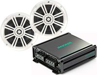 KICKER Bundle of 3 Items 45KMA150.2 2-Channel KM Series Marine Amplifier with 41BKM604W 6-1/2" 2-Way Speakers White