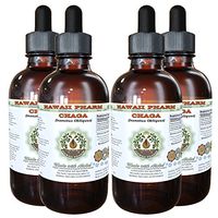 Chaga Alcohol-Free Liquid Extract, Chaga (Inonotus obliquus) Whole Mushroom Dried Glycerite 4x4 oz