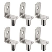 50 Pack Shelf Support Pegs 6mm L-Shaped Clips for Kitchen & Bookcase Shelf Cabinet Closet Shelf Bracket Pegs with Hole, Polished Nickel