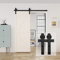 HomLux 5ft Heavy Duty Sturdy Sliding Barn Door Hardware Kit, Single Door-Smoothly and Quietly, Easy to Install and Reusable - Fit 1 3/8-1 3/4" Thickness & 30" Wide Door Panel, Black(I Shape Hanger)