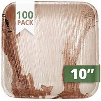 CaterEco Square Palm Leaf Plates Set (Pack of 100)| Dinner Plates | Ecofriendly Disposable Dinnerware | Heavy Duty Biodegradable Party Utensils for Wedding, Camping & More