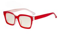 Eyekepper Ladies Computer Glasses - Blue Light Filter Readers Women - UV420 Protection Oversized Square Design Reading Eyeglasses - Red +1.00