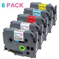 P-Touch Label Tape 18mm 0.7 Inch, Compatible TZe-141 TZe-241 TZe-441 TZe-541 TZe-641 (Clear/White/Red/Blue/Yellow/) for PTP700 PTD400AD, 5-Pack