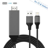 Compatible with iPad iPhone to HDMI Cable, Compatible with iOS Phone to HDMI Adapter, HDMI Adapter 1080P Digital AV Adapter, Compatible with iPhone XS/XSmax/XR/X/8/7/6/plus iPad iPod to TV (Black)