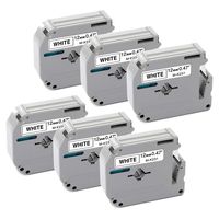 M-K231 Tape 12mm 0.47 Inch M231 MK231 MK-231 M Label Tape Compatible with Brother P Touch Label Maker PT-M95 PT-65 PT-85 PT-45,1/2 Inch x 26.2 Feet(12mm x 8m),Black on White, 6-Pack