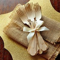 Wooden Forks for Wedding Tablesettings. Barouque Style Wooden Cutlery. Eco Friendly Party Utensils. Set of 25 Forks.