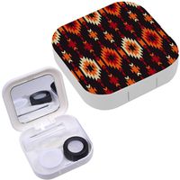 Portable Contact Lens Case Box Travel Kit Mirror + Bottle + Tweezers Container Holder [ Tribal Colorful Geometric ]