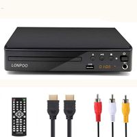 LONPOO Compact DVD Player Free Region Play, Support 1080P Upscaling, HDMI & AV Output (Cable Included), USB2.0 Port Input, Mic Port