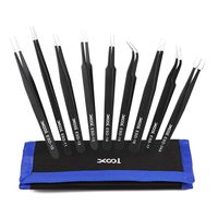 XOOL ESD Tweezers Tools Kit, Precision Anti-static Set of Tweezers, Non-magnetic and Multi-standard Stainless Steel Tweezers with Storage Bag for Lab, Electronics, Jewelry and Detailed Work