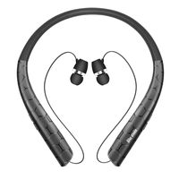 Bluetooth Headphones, Bluenin Wireless Neckband Headset with Retractable Earbuds, Sport Sweatproof Stereo Earphones with Mic (15 Hrs Playtime,CVC 6.0 Noise Cancelling) (Matte Black)
