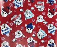 Cynthia Rowley Holiday French Bulldogs in Winter Hat Christmas Gift Wrapping Paper 2.5' x 12'