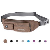 Waterfly Fanny Pack Slim Soft Polyester Water Resistant Waist Bag for Man Women Carrying iPhone Xs / 8 Plus Samsung S10 Plus/Note 8 (Light Brown)