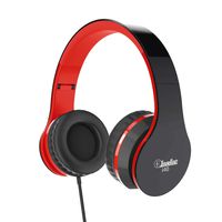 Elecder i40 Headphones with Microphone Foldable Lightweight Adjustable Wired On Ear Headsets with 3.5mm Jack for iPad Cellphones Laptop Computer Smartphones MP3/4 Kindle Airplane School (Red/Black)