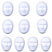 DIY White Paper Mask Pulp Blank Hand Painted Mask Personality Creative Free Design Mask 10pcs (5pcs Male Faces and 5pcs Female Faces)