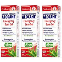 Alocane® Emergency Burn Gel 3 Pack, 4% Lidocaine Max Strength Fast Pain Itch Relief for Minor Burns, Sunburn, Kitchen, Radiation, Chemical, First Degree Burns, First Aid Treatment Burn Care 2.5 Fl Oz