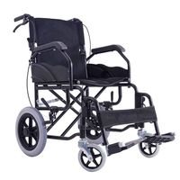 QIDI Wheelchair Foldable Steel Lightweight with Armrests Flip Foot Pedal Double Brake (Color : Black)