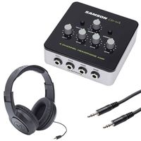 Samson QH4 Headphone Amplifier with 4 SR350 Studio Headphones