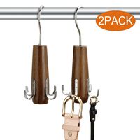 HuaQi Belt Hanger Belt Racks Wooden Closet Accessories Organizers Storage Holders with 4 Hooks for Belts Tie Scarves Tank Top and Jewelry (2, Walnut)