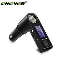 Bluetooth FM Transmitter for Car, ONEVER in-Car Audio Adapter Receiver Hand-Free Calling Voice Navigation and LCD Display Music Player with Dual USB Car Charger (Black)