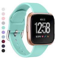 MEFEO Bands Compatible with Fitbit Versa, Soft Silicone Sport Band Breathable Wristband Replacement Strap for Fitbit Versa/Versa 2/Versa Lite/Special Edition Women Men (Large, Teal Green)