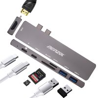 DEPZOL USB Type C HUB to HDMI 4K, USB 3.0 Port, PD Charging, USB-C Data Transfer, SD and Micro SD Card Readers for MacBook Pro