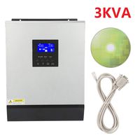 Pure Sine Wave Inverter 3KVA, PS-3K High Frequency Hybrid Pure Sine Wave Inverter Built in 24V PWM 50A Solar Charge Controller and Battery Charger Power Supply Inverter (220V Output)