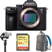 Sony a7III Full Frame Mirrorless Interchangeable Lens Camera Body (ILCE-7M3) Bundle with DJI Ronin-S Essentials Kit Gimbal Stabilizer for Mirrorless Cameras, 64GB Memory Card & Deco Gear Backpack