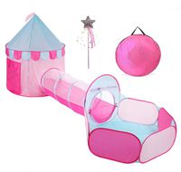 TRUEDAYS Princess Castle Pink Play Tent with Tunnel for Grils Kids Playhouse Ball Pit Indoor Outdoor