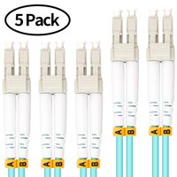 Fiber Patch Cable, VANDESAIL 10G Gigabit Fiber Optic Cables with LC to LC Multimode Jumper OM3 Duplex 50/125 OFNP (2m / 6.6ft, 5 Pack)