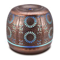 Metal Diffusers for Essential Oils, 500ml Large Aromatherapy Diffuser Red Bronze, Ultrasonic Diffuser Humidifier with 7 Color LED Lights for Home Decor, Office, Baby Room, Mother's Day Gift Idea