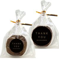 Flat Cellophane Bags with "Thank You" Round Sticker for Gift Packaging, Pack of 40 (8x12cm, Black)