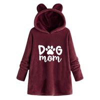 BALABA◕｡ Women's Fleece Pullovers Hoodie Cute Teddy Ear Sweatshirt, Fuzzy Bear Ear Print Embroidery Plush Pullover