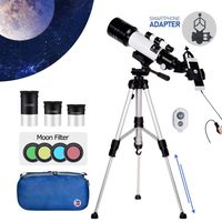 SEAPHY Telescope, Portable Travel Scope with 3 Eyepiece, 70mm Aperture 400mm Focal Length AZ Astronomical Refractor Telescope for Kids Beginners, Bonus 4 PCS Moon Fliters/Carry Bag/Wireless Remote
