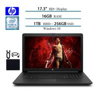 HP 2019 Premium Newest 17.3 Inch Flagship Notebook Laptop Computer, Intel 4-Core i5-8265U, 16GB RAM, 1TB HHD, 256GB SSD, WiFi, Webcam, DVD Drive, Windows 10 w/ HESVAP Accessories