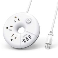Power Strip with USB, NTONPOWER Travel Power Strip, 3 USB 3 Outlets Desktop Charging Station with 5ft Extension Cord Compact for Travel, Cruise Ship, Dorm Room, Nightstand and Hotel - White