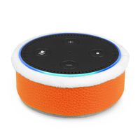 Fintie Protective Case for Amazon Echo Dot (Fits All-New Echo Dot 2nd Generation) - Premium Vegan Leather Sleeve Cover Plush Lined Holder Stand (Upgraded Edition) Orange (SAAD024US-AD)