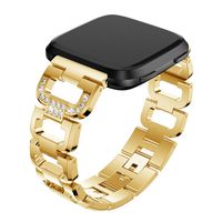aczer-Y Fitbit Versa Metal Band Rose Gold Accessories Bracelet Small Large, Stainless Steel Replacement Band with Folding Clasp Strap for Fitbit Versa Smart Watch Bands Wristband Women Men (b-Gold)