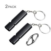 Binboll Double-Tube Whistle Aluminum Alloy Survival Whistle for Outdoor Needs Sports Referee Emergency (Black(2 Pack))