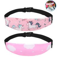 Accmor Baby Carseat Head Support Band Strap 2 Pack for Carseats Stroller Neck Relief Head Strap for Toddler Child Kids Infant(Pink Unicorn + Pink Cloud Pattern)