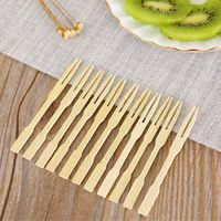 ❤Ywoow❤  80PCS Disposable Bamboo Catering Forks Fruit Stick Finger Food Pick