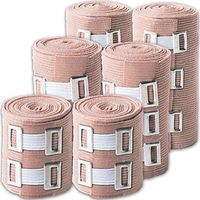 Elastic Bandage Wrap Multi Purpose: 6 Compression Wraps of 3 Different Sizes Very Easy to Use with Hook & Loop Closure. Latex-Free, Stretches up to 15ft & Includes Extra Clips